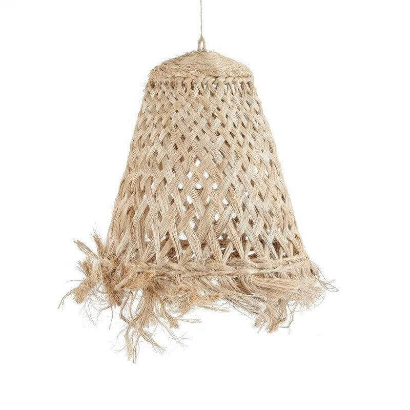 Alt Tag: Abaca Jelly Fish hanglamp van natuurlijk abacagras, handgemaakt en duurzaam, zonder bedrading, medium maat.
