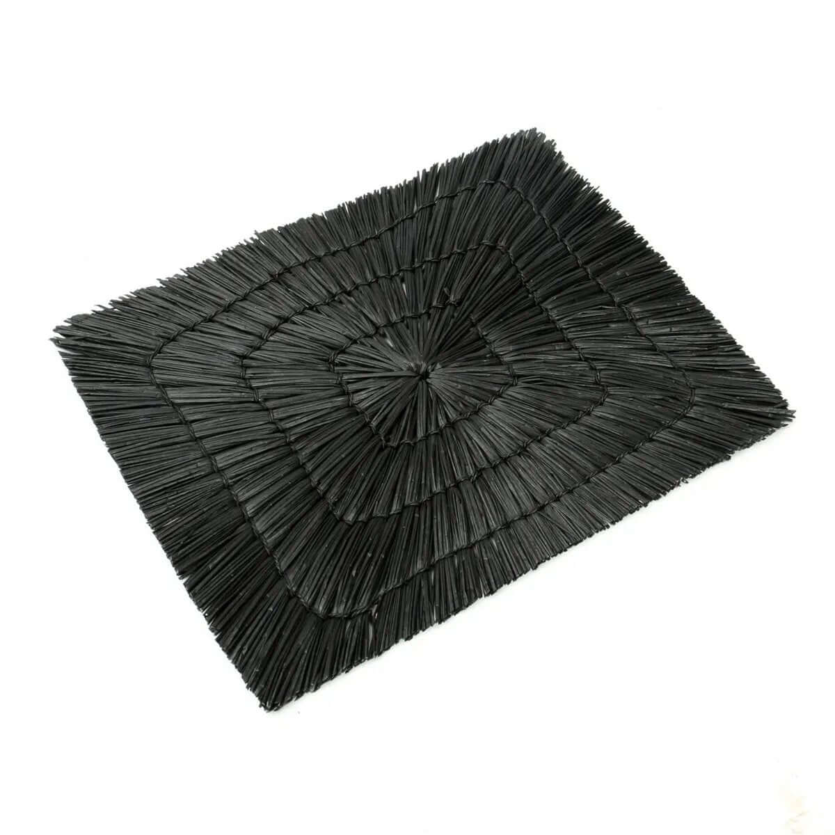 Bohemian black rectangular placemat made from grass, perfect for adding a stylish touch to your table setting. Size: 30x40cm, Bazar Bizar Living.