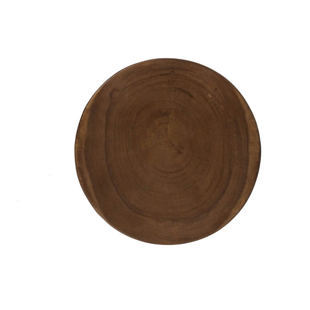 Top view of round Suarwood surface showing natural wood grain - versatile Azure stool-Bohemian style furniture piece.