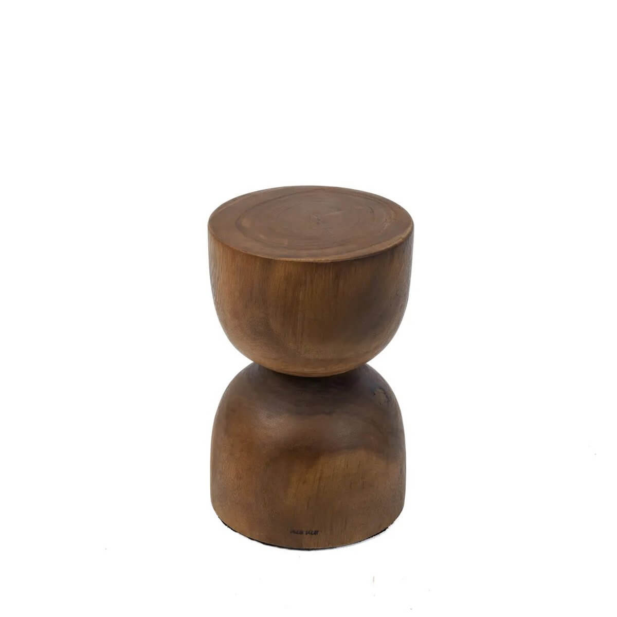 Bohemian style Azure kruk made of suar hout, versatile as a stool or side table with elegant tapered design, showcasing natural wood tones.