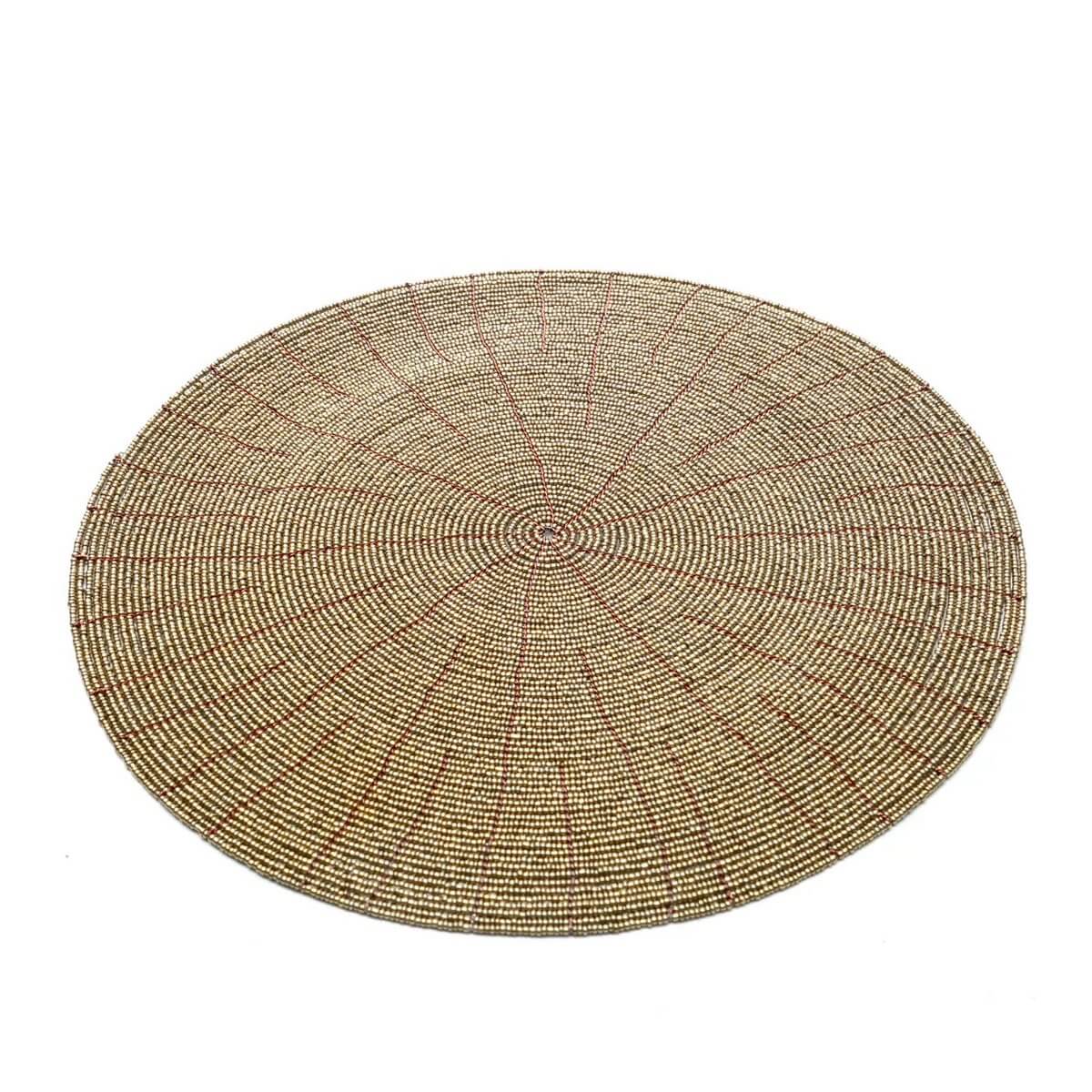 Bohemian De Beaded Placemat - Goud by Bazar Bizar Living, perfect for chic table decor, 30cm diameter, hand-beaded elegance.