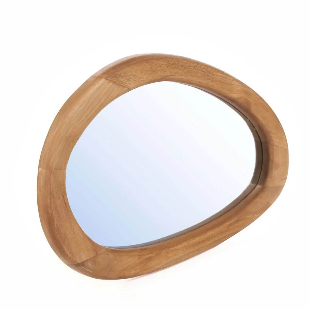 Bohemian Organic Mirror with flowing teakhout frame, bringing natural warmth and beauty indoors. Perfect for unique, stylish spaces.