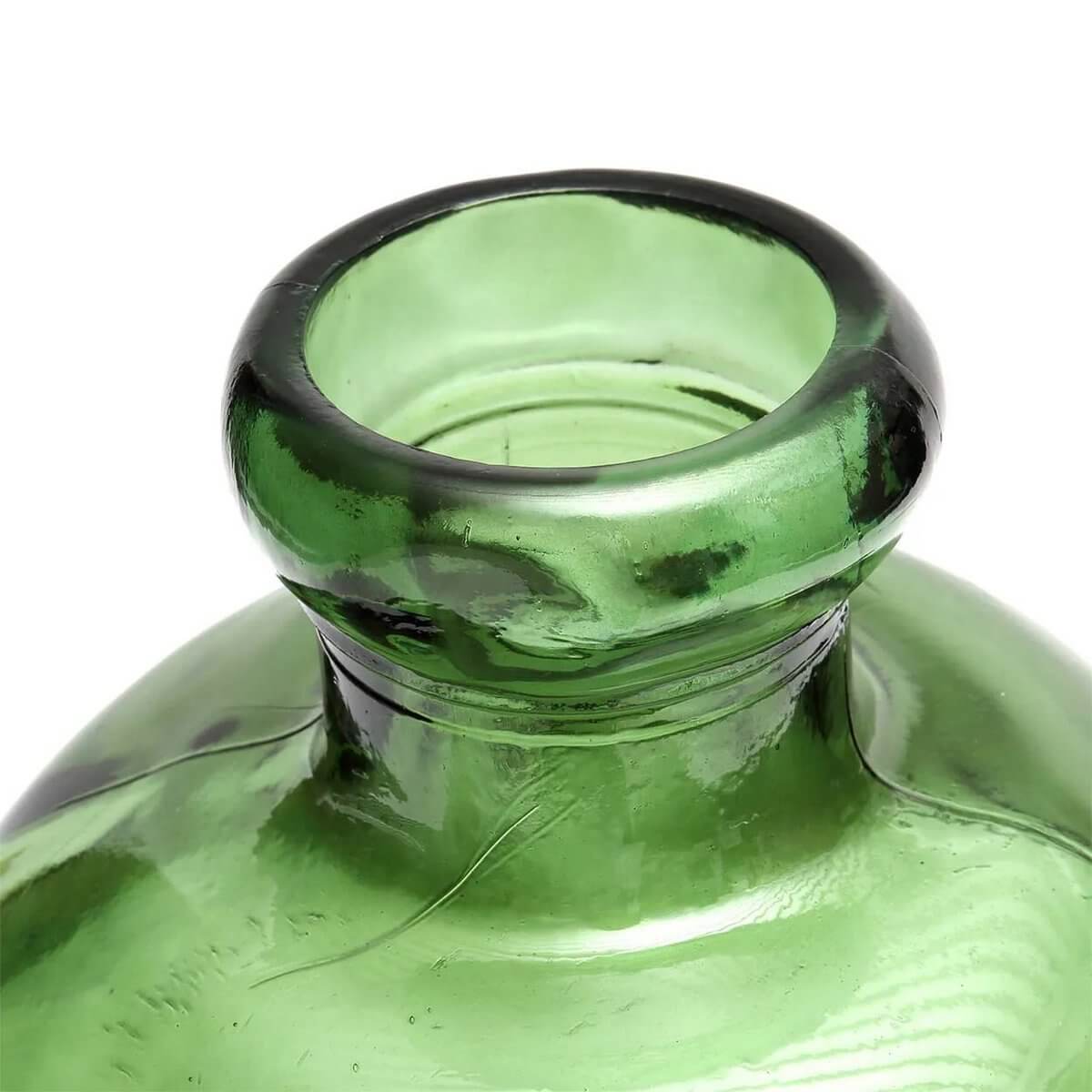 Bohemian style green Bolai vase made from recycled glass, showcasing elegant curves and sustainable design for modern and traditional decor.