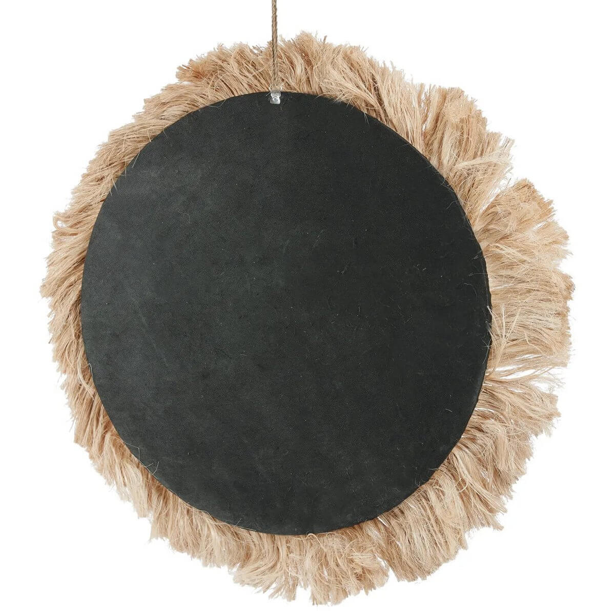 Bohemian De Capri Spiegel with natural grass border, inspired by Capri's sunlit charm, hanging against a white background.