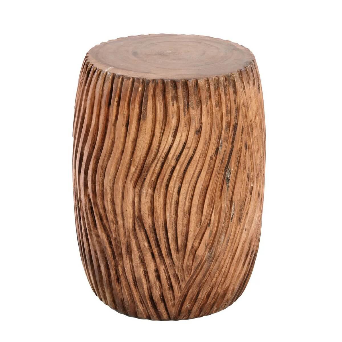 De Celebes Kruk - Bohemian suarhout kruk met boomringpatroon, perfect voor binnen of overdekt buiten gebruik.
