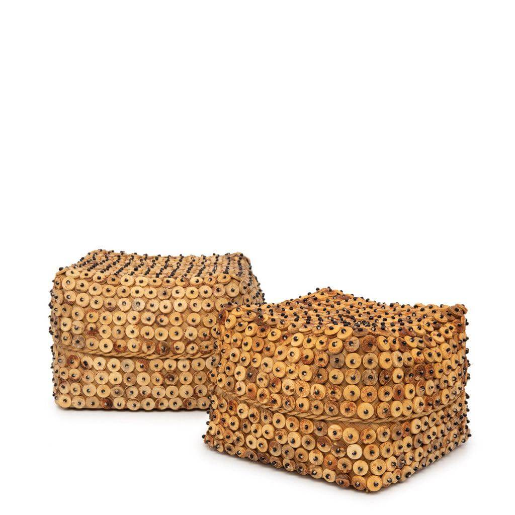 De Coconut Shell Vierkante Mand - Set van 2