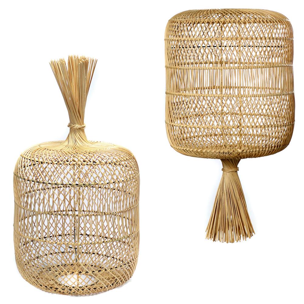 De Dumpling Hang- en Vloerlamp - rotan lamp naturel maat M, bohemian stijl, veelzijdige verlichting voor huisdecoratie.