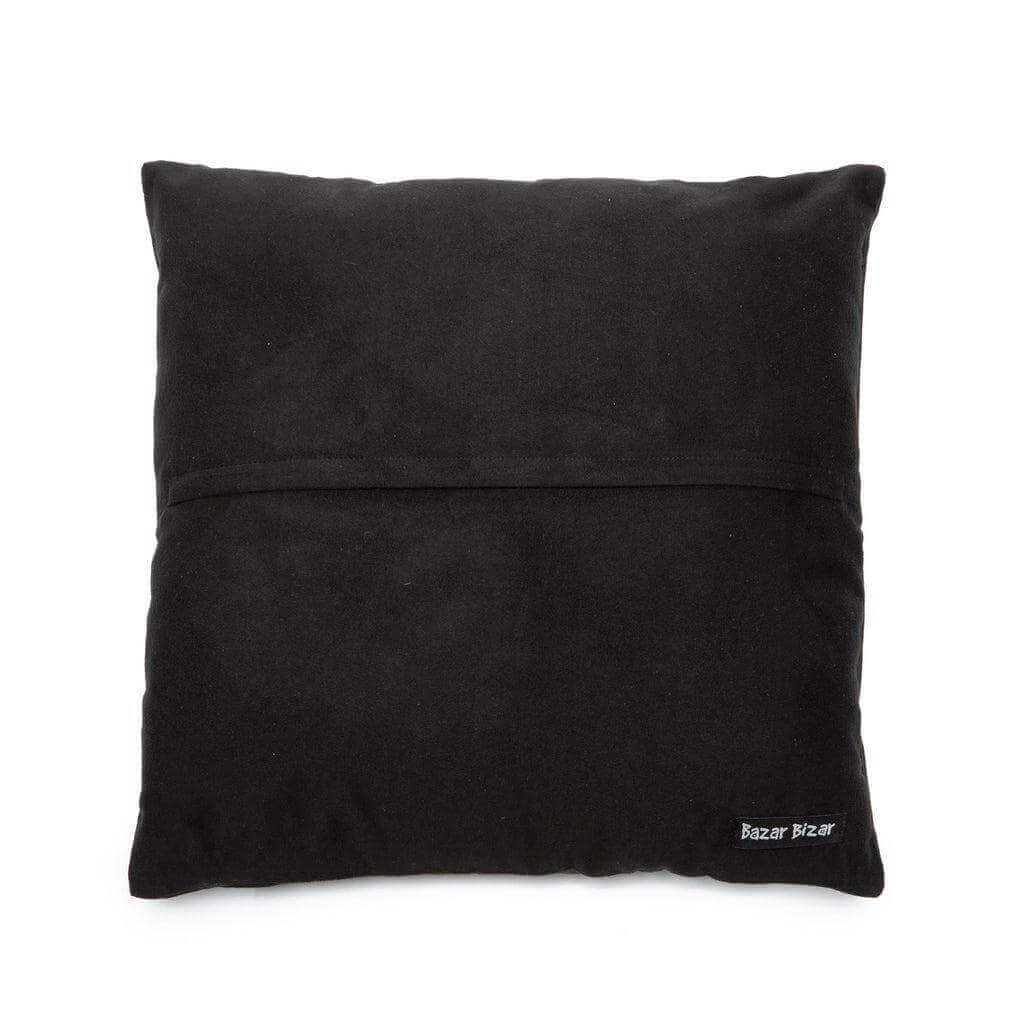 Zwart lederen Four Panel kussenhoes van 40x40 cm, perfect voor een chique interieurstijl in woon- of slaapkamer.