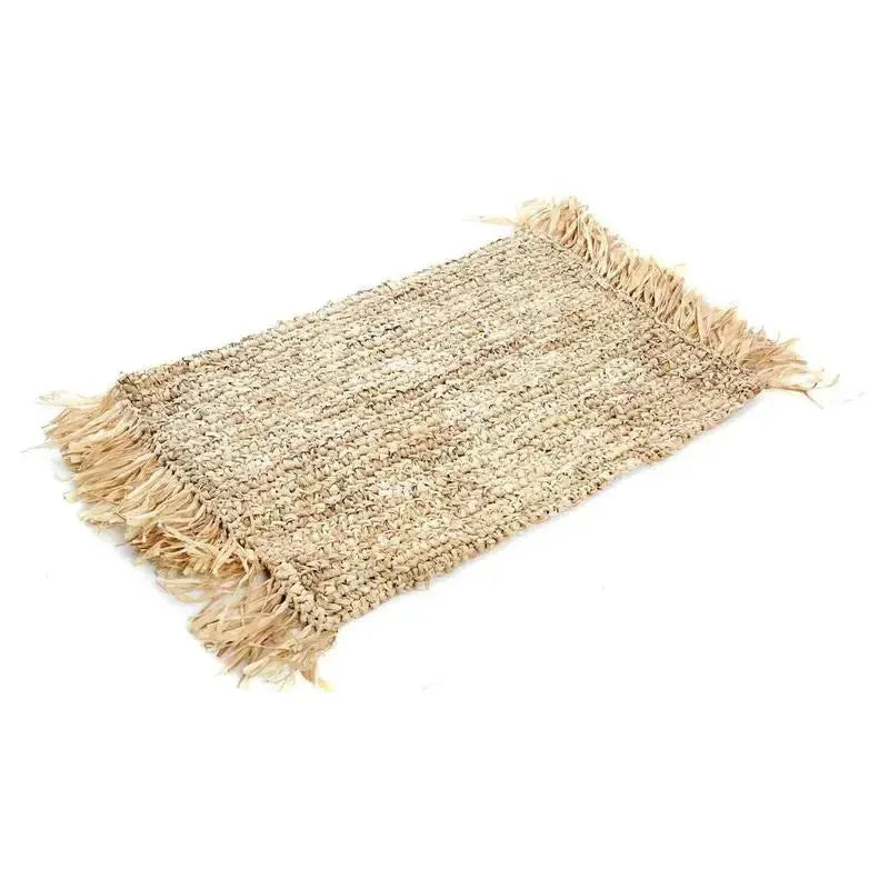 De Fringe Raffia Placemat Rechthoekig - Naturel-placmat-Bazar Bizar Living-Ik Hout ervan.
