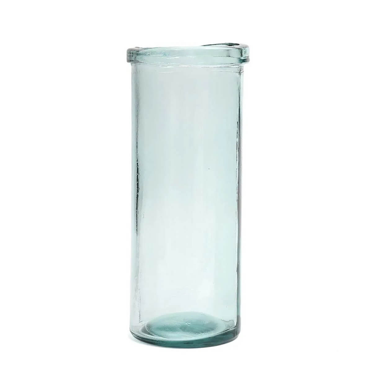 Bohemian-style De Jiandan Vaas in blauw, minimalistisch ontwerp van gerecycled glas, perfect voor bloemen of op zichzelf.