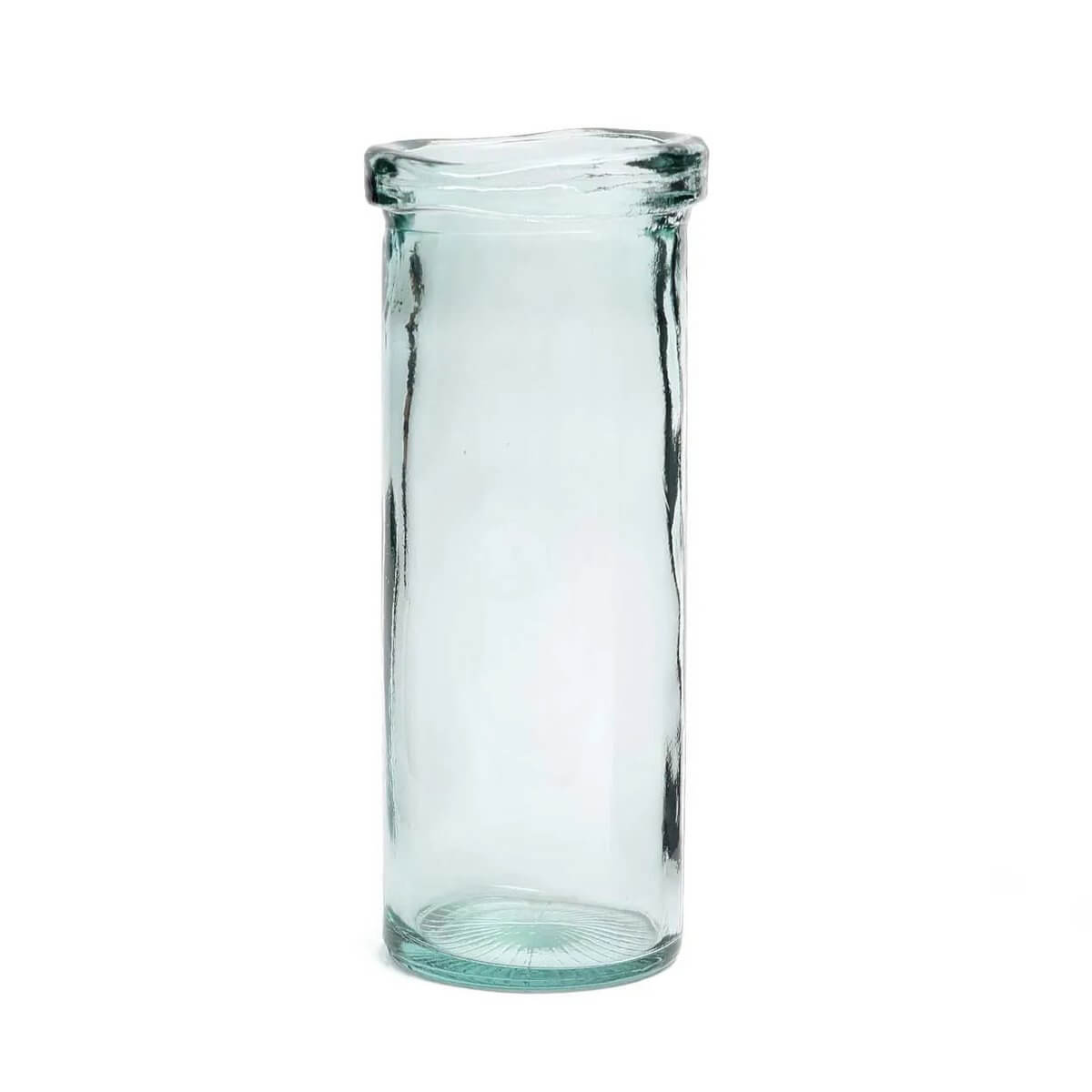 Sleek De Jiandan Vaas in blue made from recycled glass, perfect for a Bohemian touch in modern decor. Minimalist elegance in one piece.