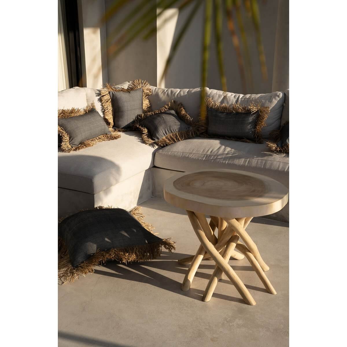 De Katoenen Bonita Kussenhoes - Naturel Zwart - 30x50-Bazar Bizar Living-Ik Hout ervan.