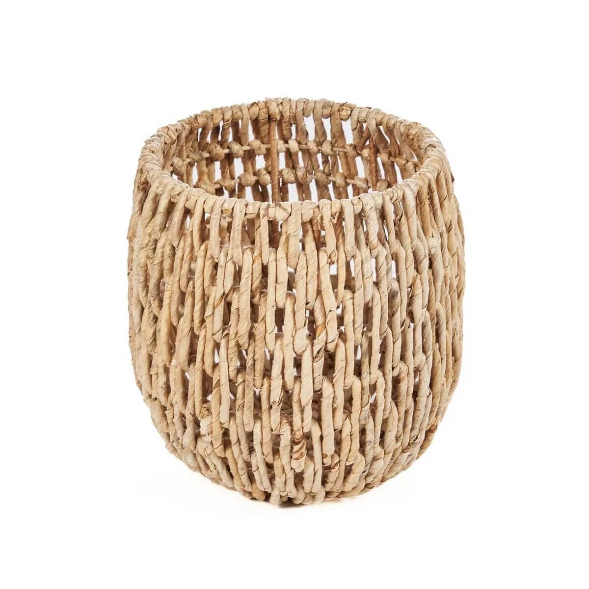 Bohemian De Louh Louh Mand made from natural banana leaf, ideal for adding charm to any room. Handmade decorative storage basket.