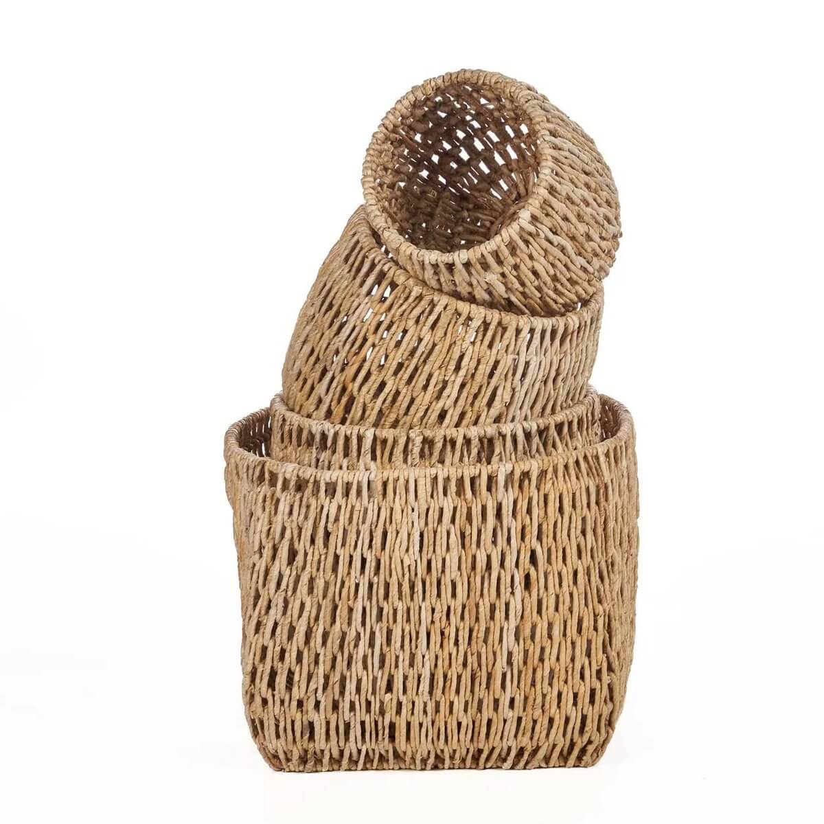 Bohemian XL De Louh Louh Mand, handgemaakt van bananenblad, perfect voor stijlvol opbergen. Natuurlijke charme en elegantie.