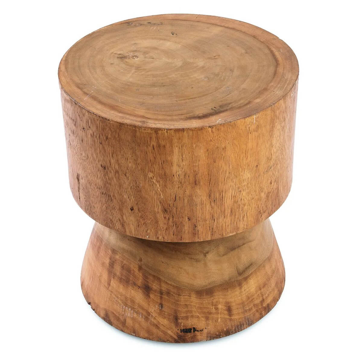 De Mitcha Kruk - Naturel, modern bohemian wooden stool or side table with minimalist design and natural wood markings.