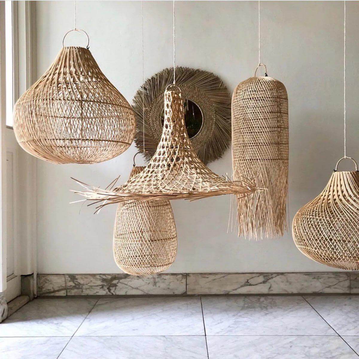 Handgemaakte rotan hanglampen voor een boho-sfeer in huis