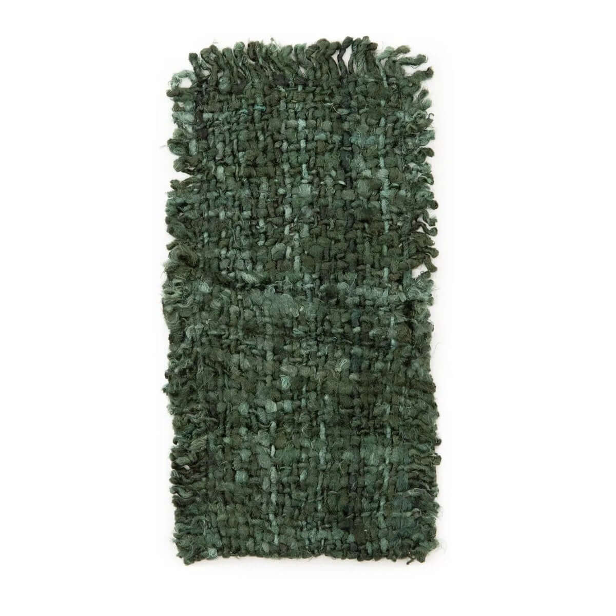 Bohemian-style green cutlery holder, handwoven in soft cotton with silk-like sheen. Perfect for adding luxury to any dining setup.