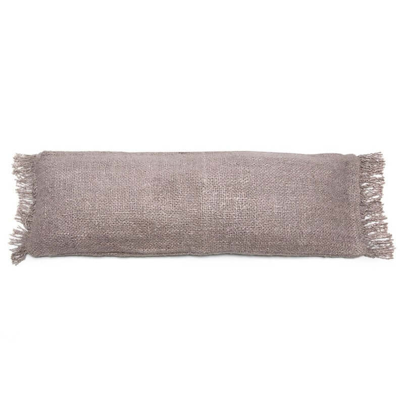 De Oh My Gee kussenhoes in parelgrijs, 35x100 cm, chic boho stijl. Perfect voor interieur en tuin, zonder binnenkussen.