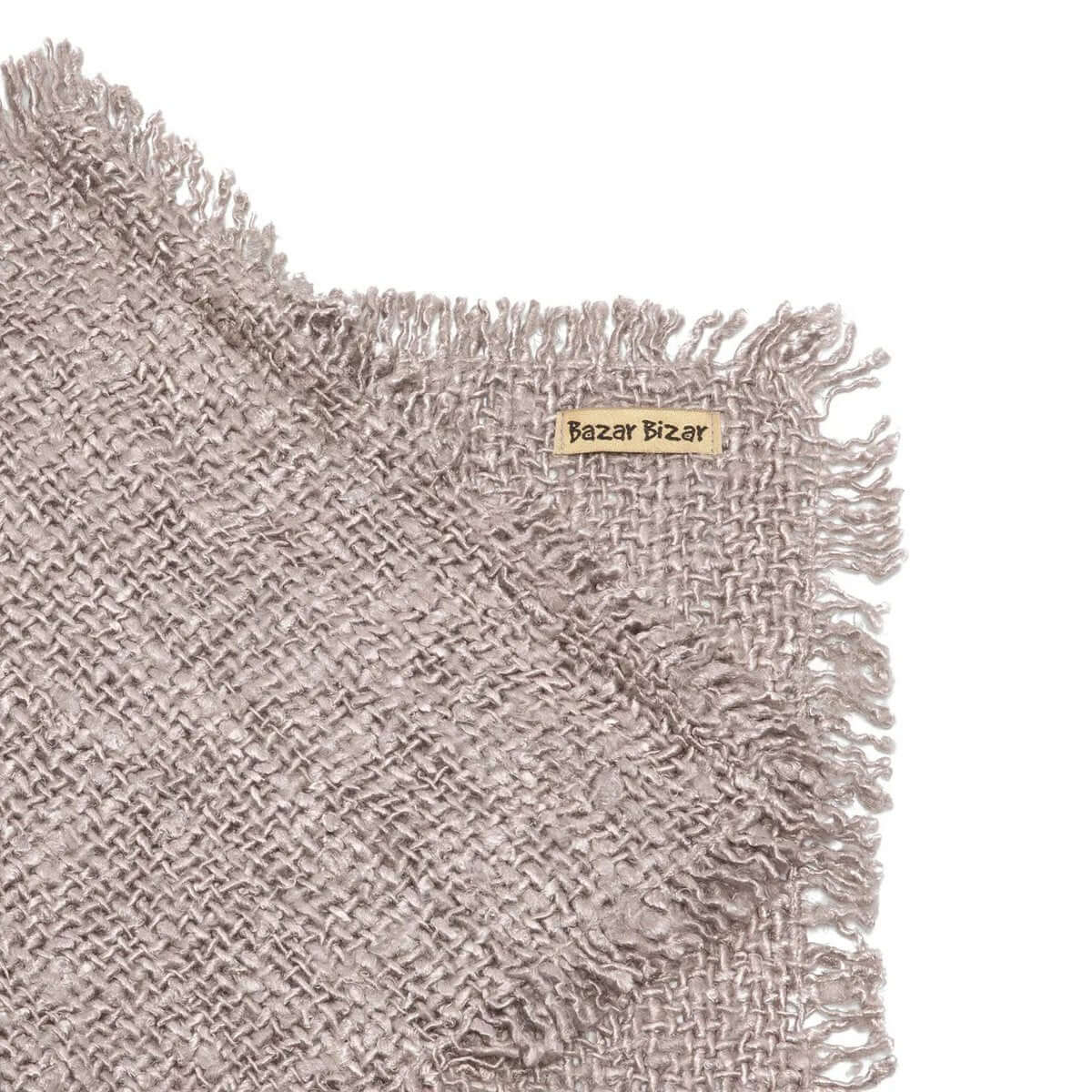 Parelgrijze katoenen placemat met wafelstructuur en handgemaakte afwerking voor luxe tafelsetting, set van vier.