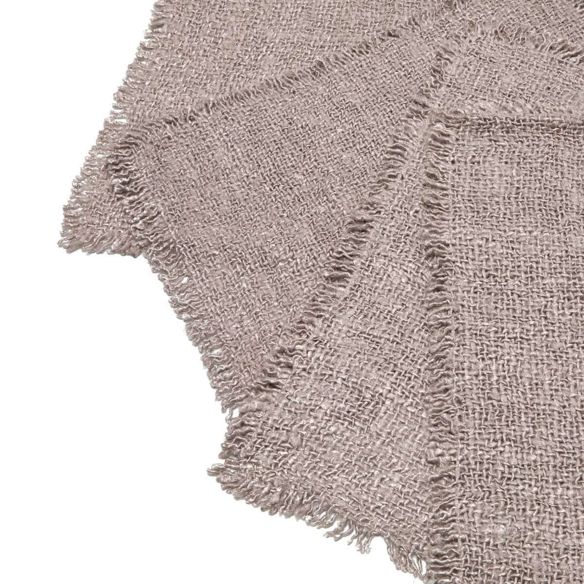 Stijlvolle parelgrijze katoenen placemat met wafelstructuur, set van 4. Perfect voor een luxe tafelsetting.