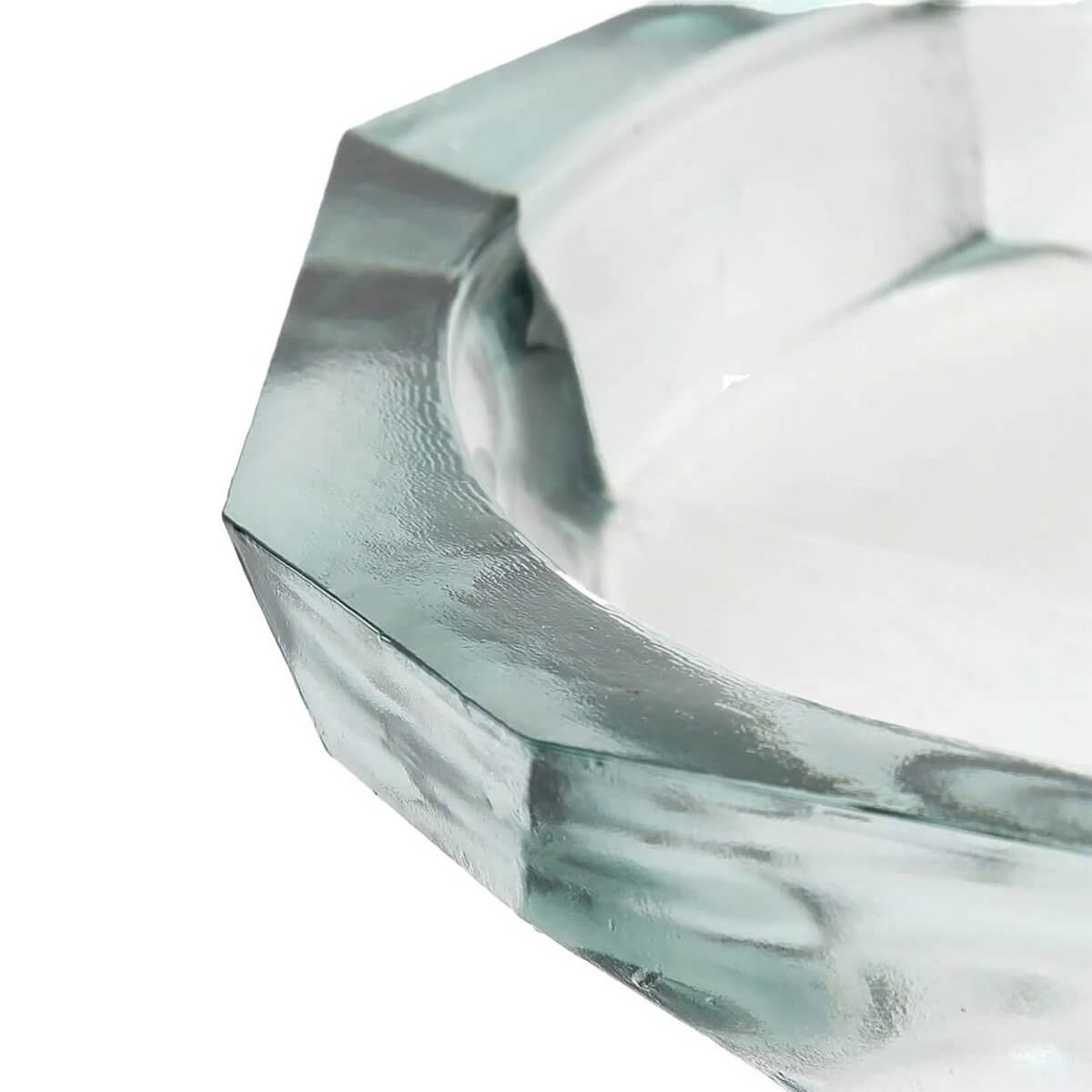 Close-up of blue Origami Bowl with angular design, showcasing modern bohemian style. Ideal for snacks or as a decorative centerpiece.