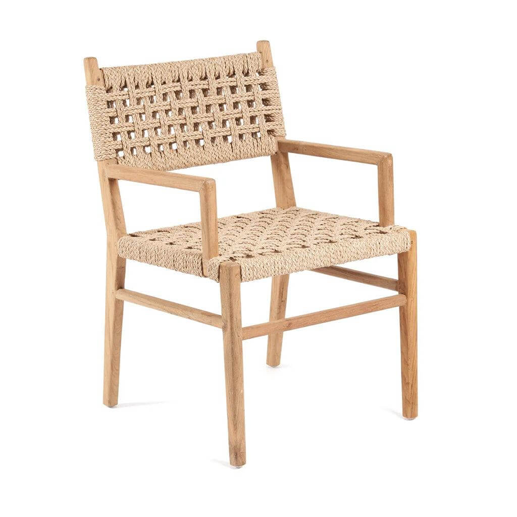 Alt Tag: Stijlvolle Othonoi eetkamerstoel van gerecycled teakhout met ergonomisch design en unieke look