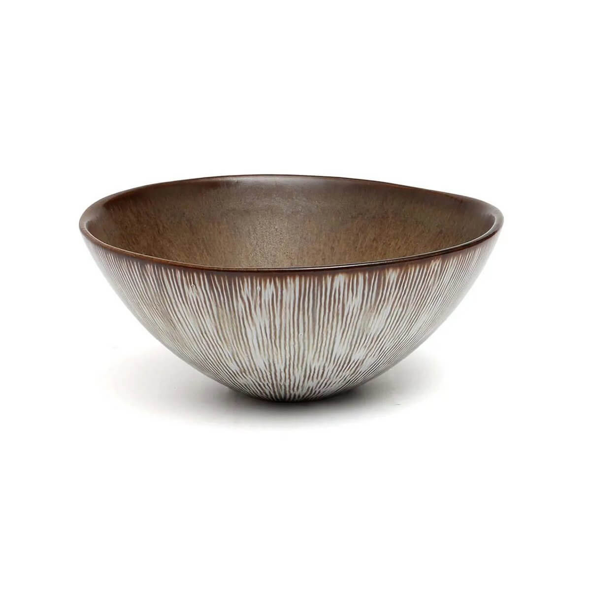 Elegant Peniche cereal bowl with rustic striped design, inspired by the Portuguese coast, perfect for breakfast or snacks. Set of 6.