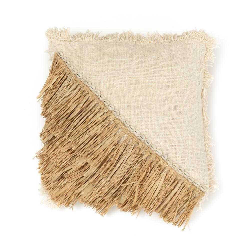 De Raffia Katoenen Kussenhoes - Naturel Wit - 40x40