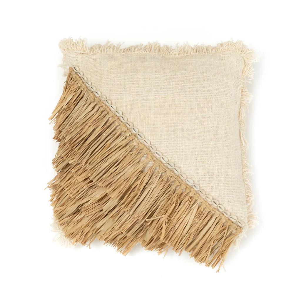 De Raffia Katoenen Kussenhoes - Naturel Wit - 40x40