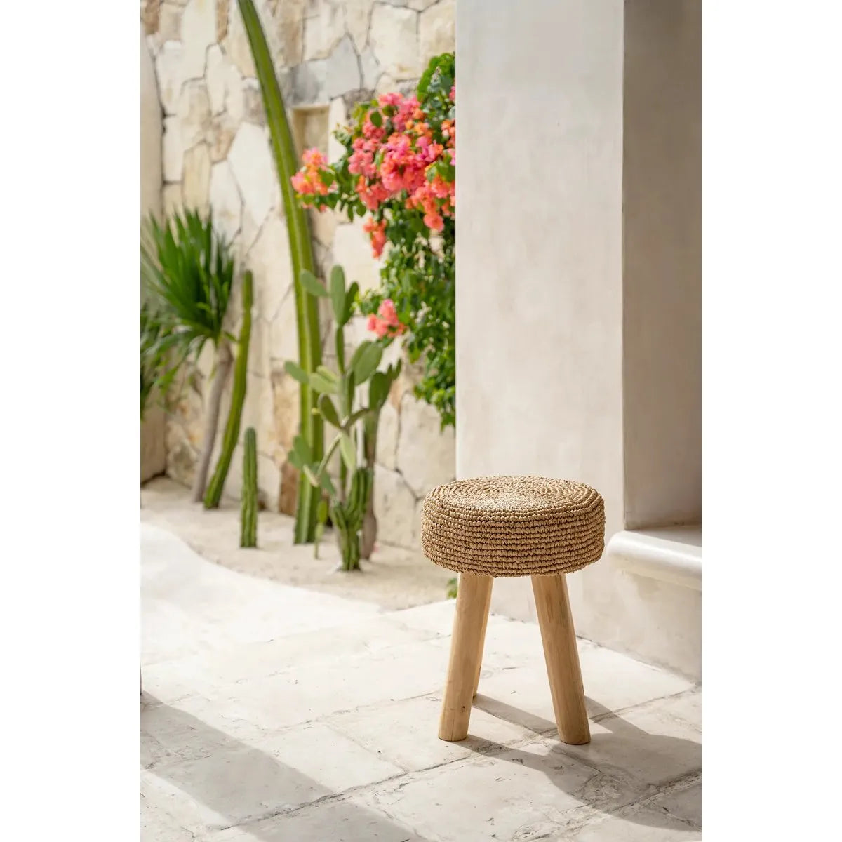 De Raffia Kruk - Natuurlijk-kruk-Bazar Bizar Living-Ik Hout ervan.