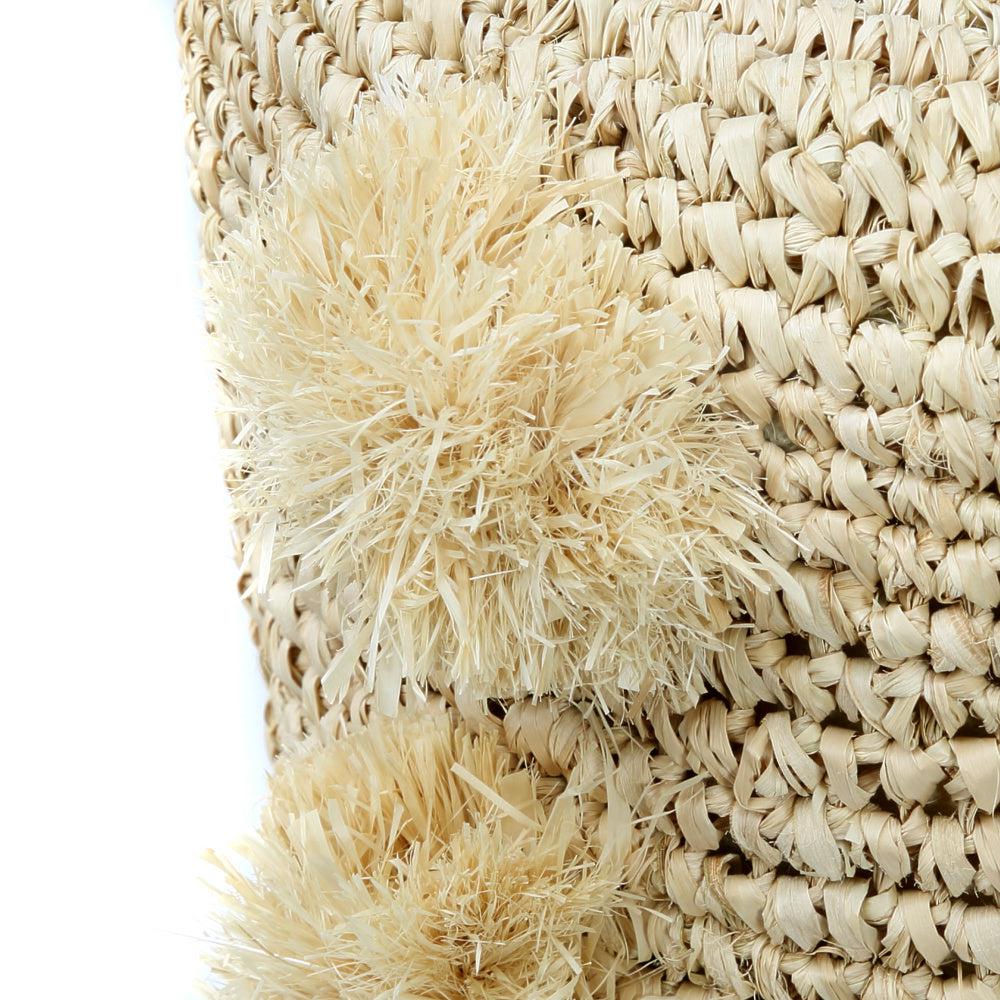 De Raffia Pom Pom kruk