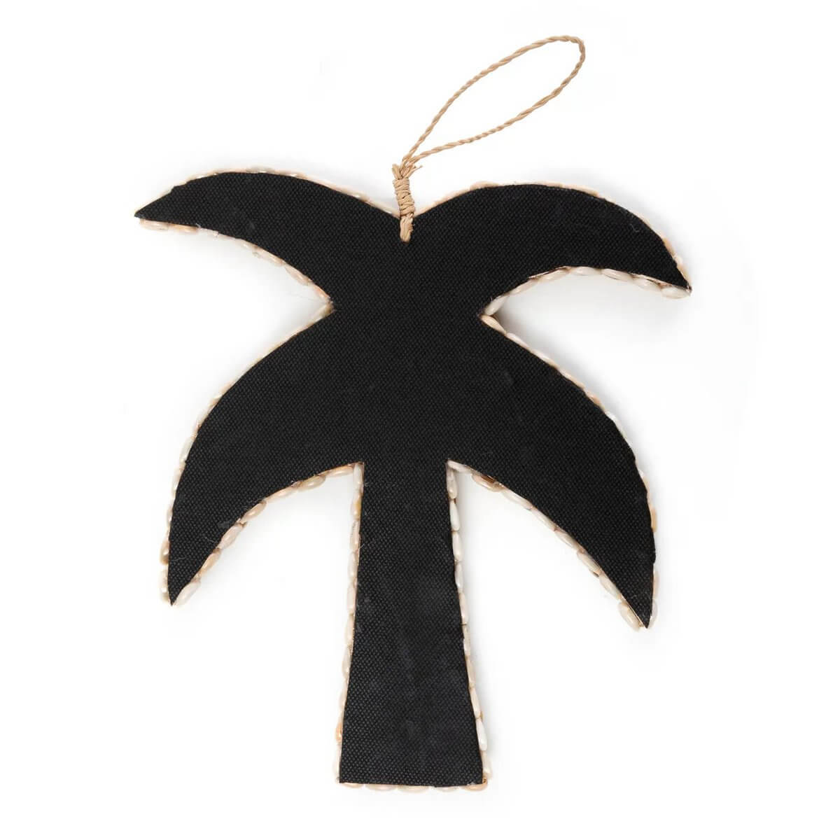 Bohemian palm tree decoration made from shells, perfect for tropical home vibes. Handcrafted in Bali, by Bazar Bizar Living. Size: 20cm x 20cm.