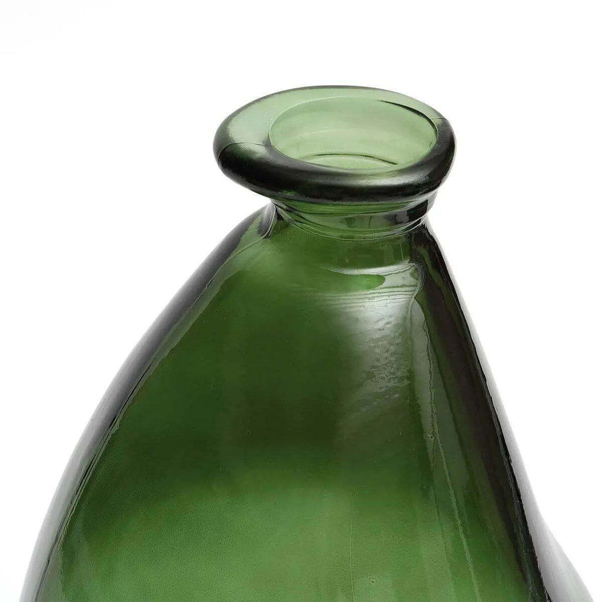 De Shudi Vaas - Groen van gerecycled glas, elegant gebogen ontwerp, perfect als decoratief stuk of voor bloemen, duurzaam en stijlvol.