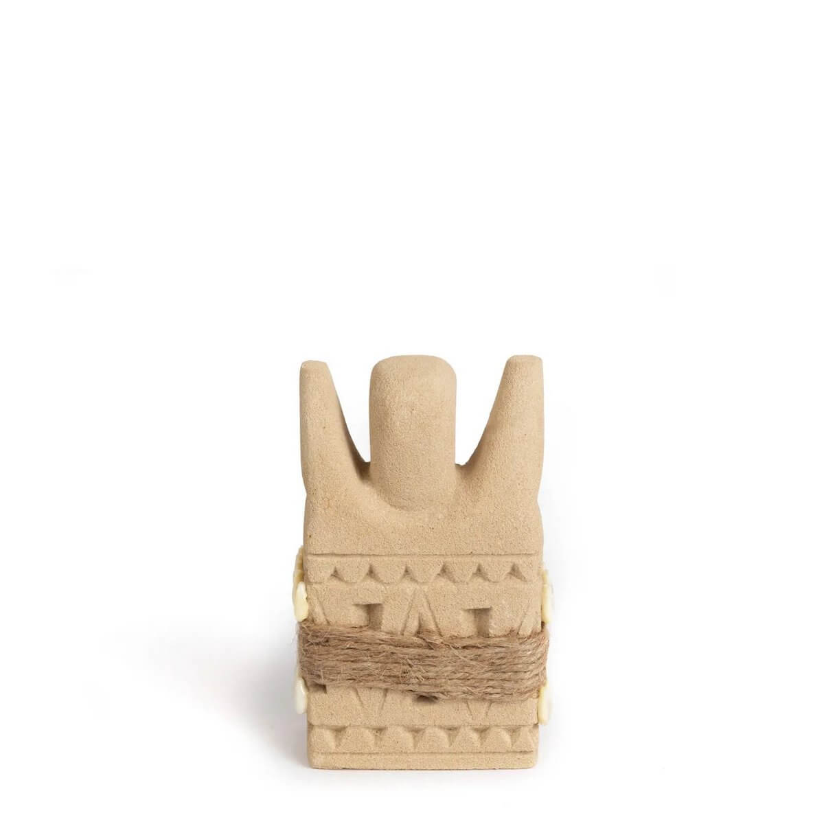 Hand-carved Sumba stone figure from Indonesia, featuring traditional Bohemian design, perfect for home decor and protection.