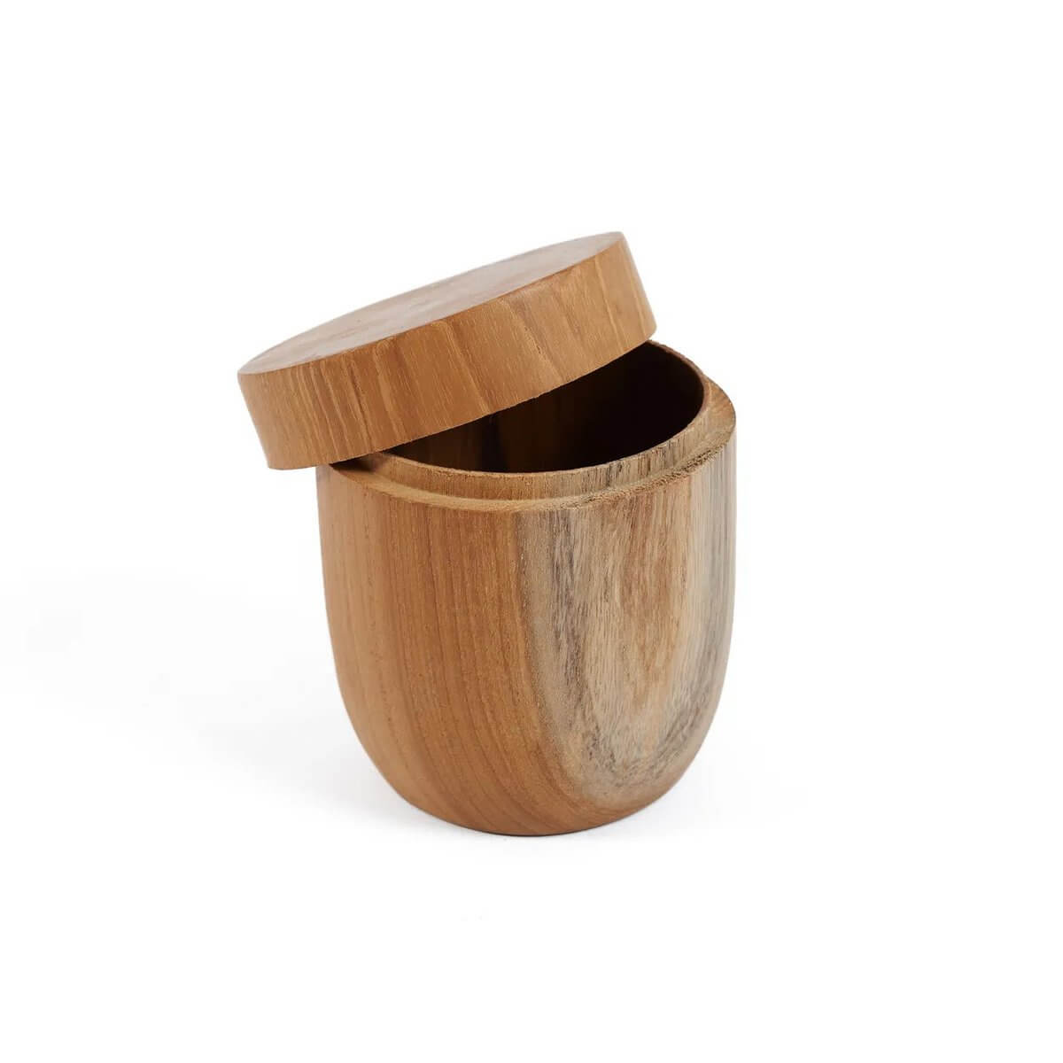 Elegant bohemian teak root pot with lid, showcasing natural texture and craftsmanship, ideal for stylish and durable tabletop decor.