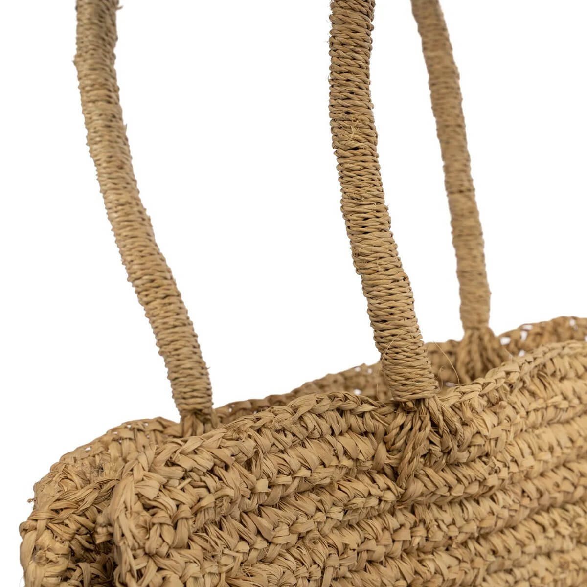 Raffia shopper tas De Ti Amo, perfect voor dagelijks gebruik, met lichtgewicht design en brede opening, ideaal voor strand of stad.
