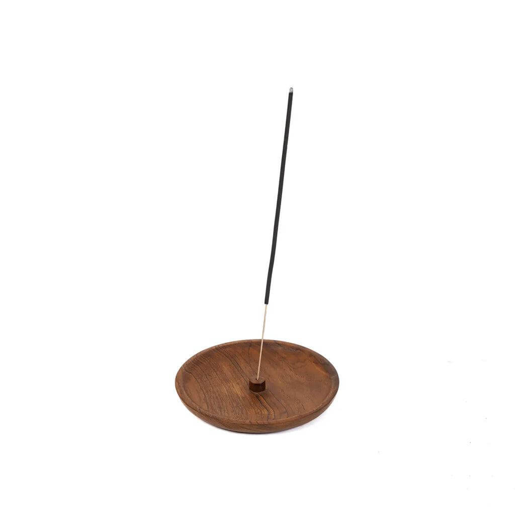 Teakhouten wierookhouder - Naturel design, perfect voor het opvangen van as en geuren zoals citroengras en lavendel verspreiden.