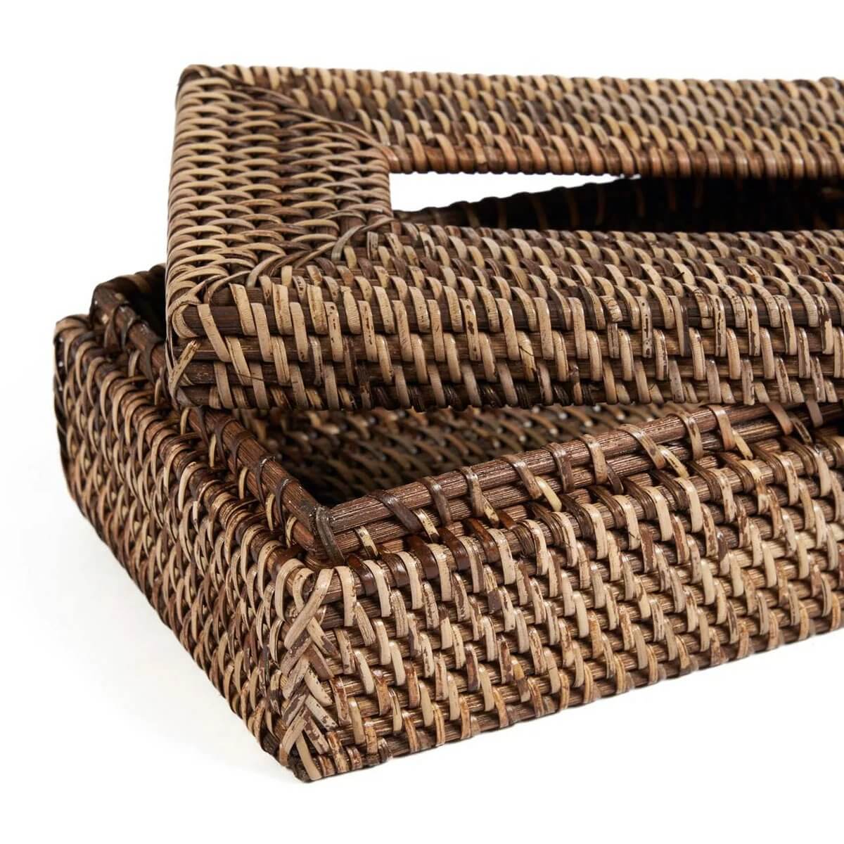 Rattan Classic Tissue Box in natural brown, showcasing elegant and unique woven design, perfect for any room decor.