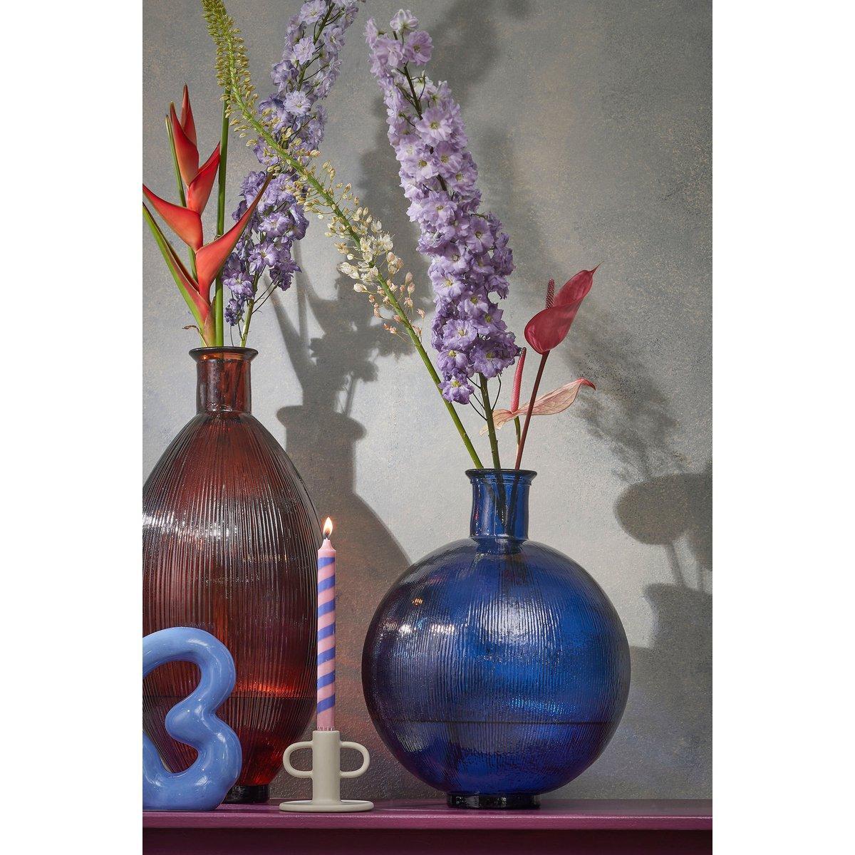 Firenza Fles Vaas - H42 x Ø34 cm - Gerecycled Glas - Donkerblauw-vazen-Mica Decorations-Ik Hout ervan.