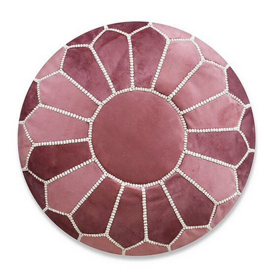 Fluwelen poef - roze - gevuld geleverd