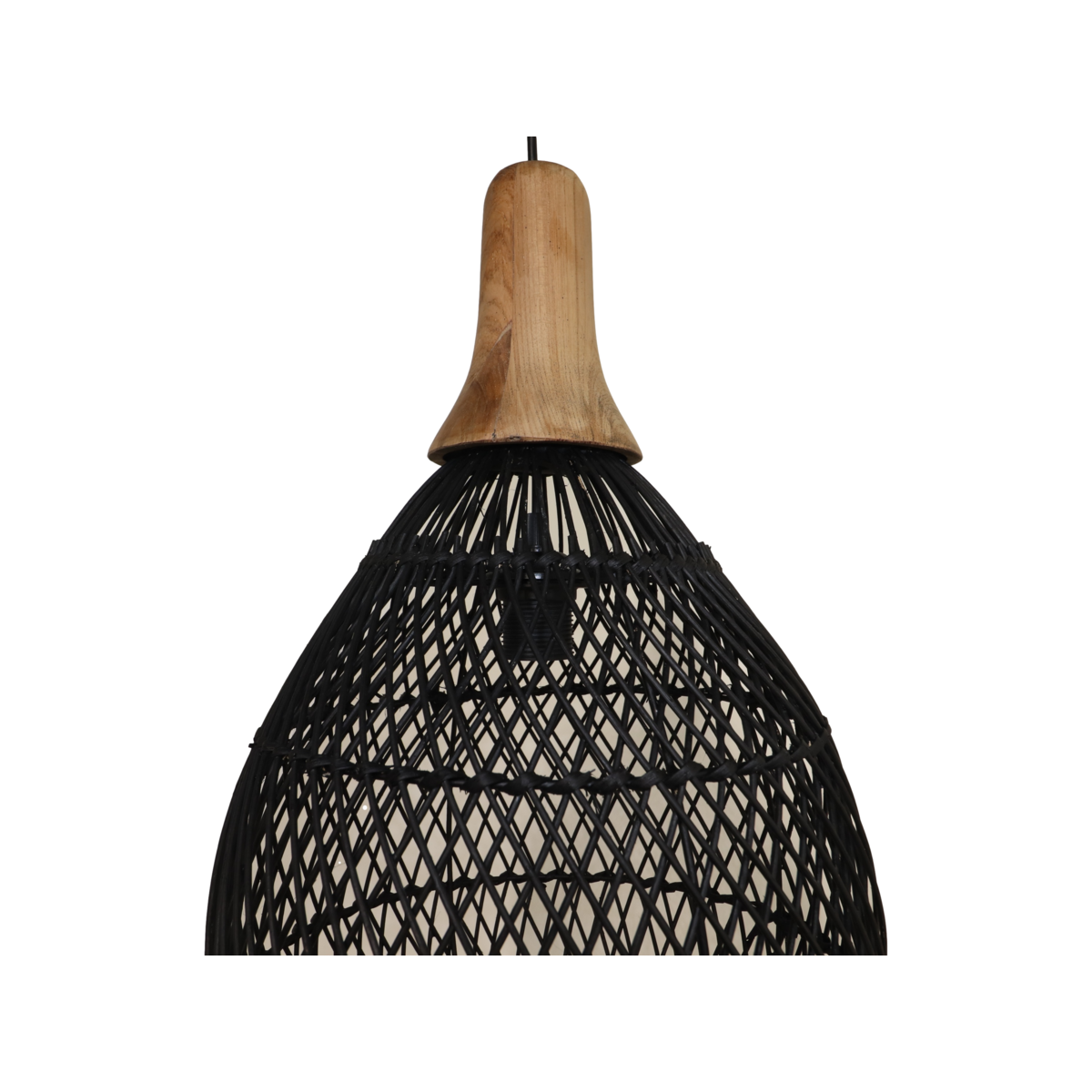 Hanglamp Rotan - 34x34x58 - Zwart/Natural - Rotan/teak-Hanglampen-HSM Collection-Ik Hout ervan.