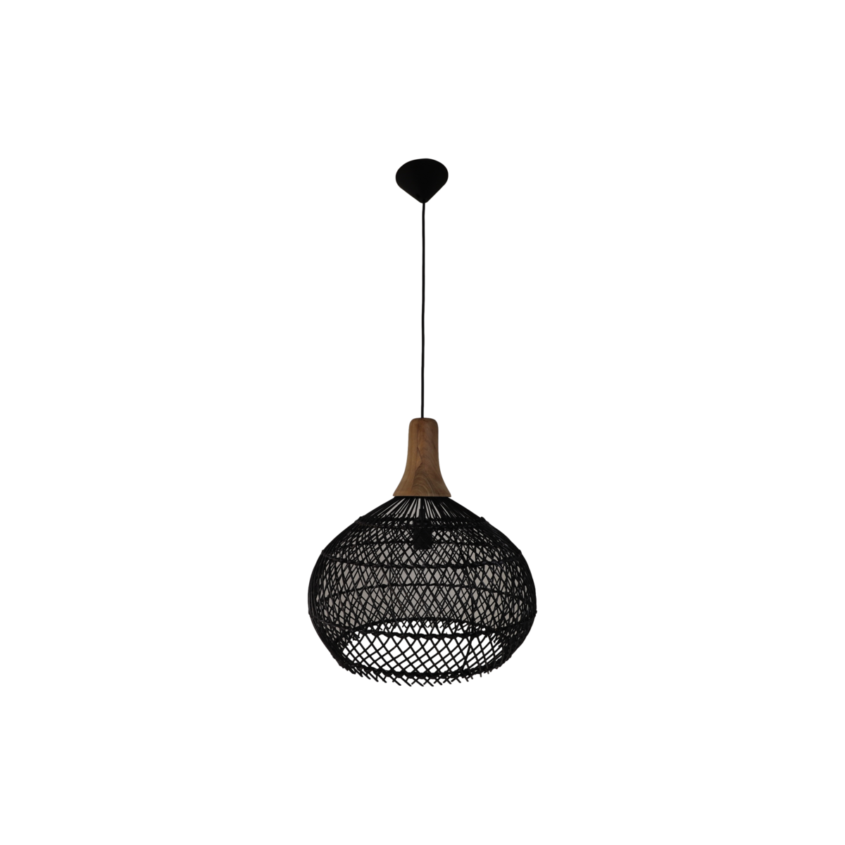 Hanglamp Rotan - 43x43x46 - Zwart/Natural - Rotan/teak-Hanglampen-HSM Collection-Ik Hout ervan.