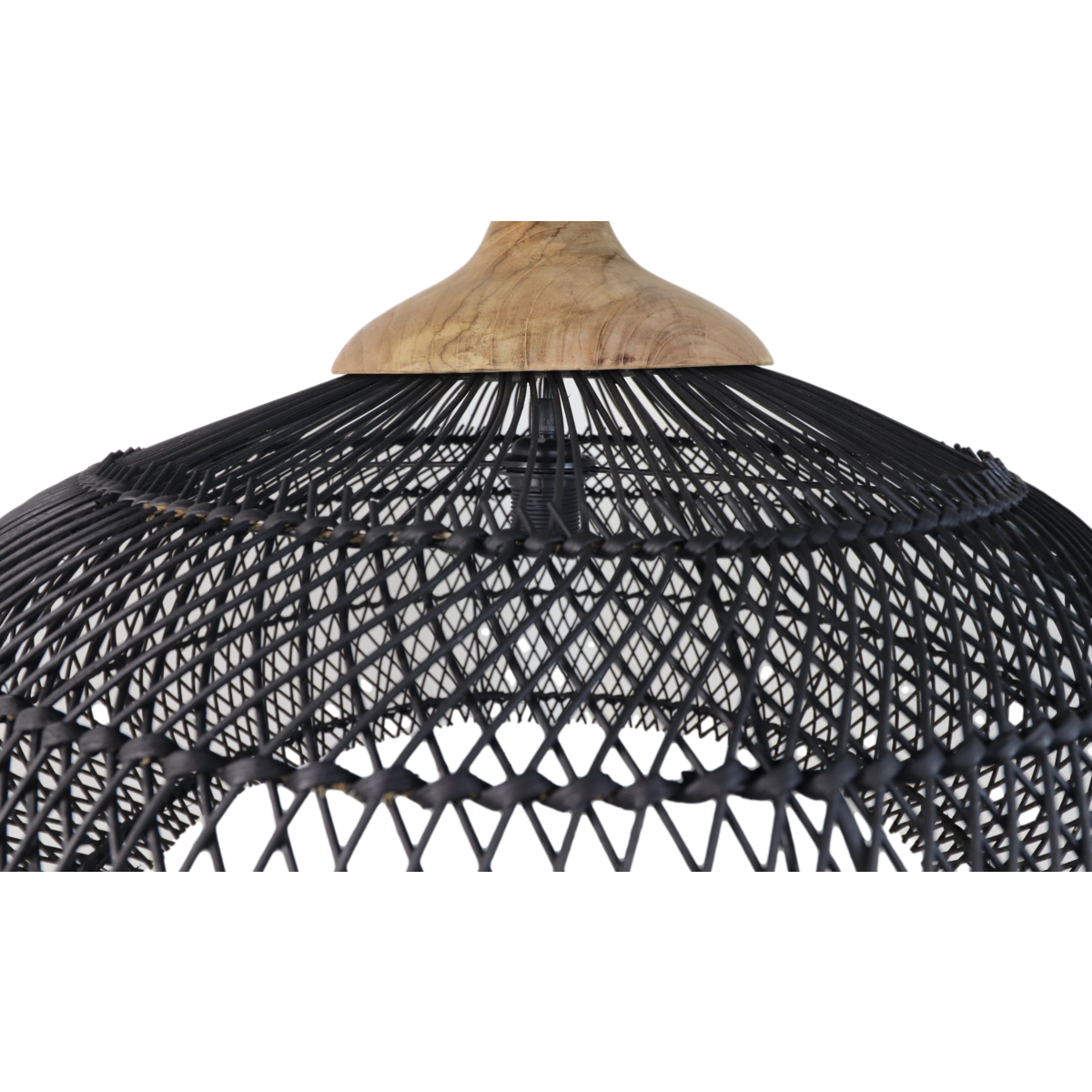 Hanglamp Rotan - 65x65x40 - Zwart/Natural - Rotan/teak-Hanglampen-HSM Collection-Ik Hout ervan.