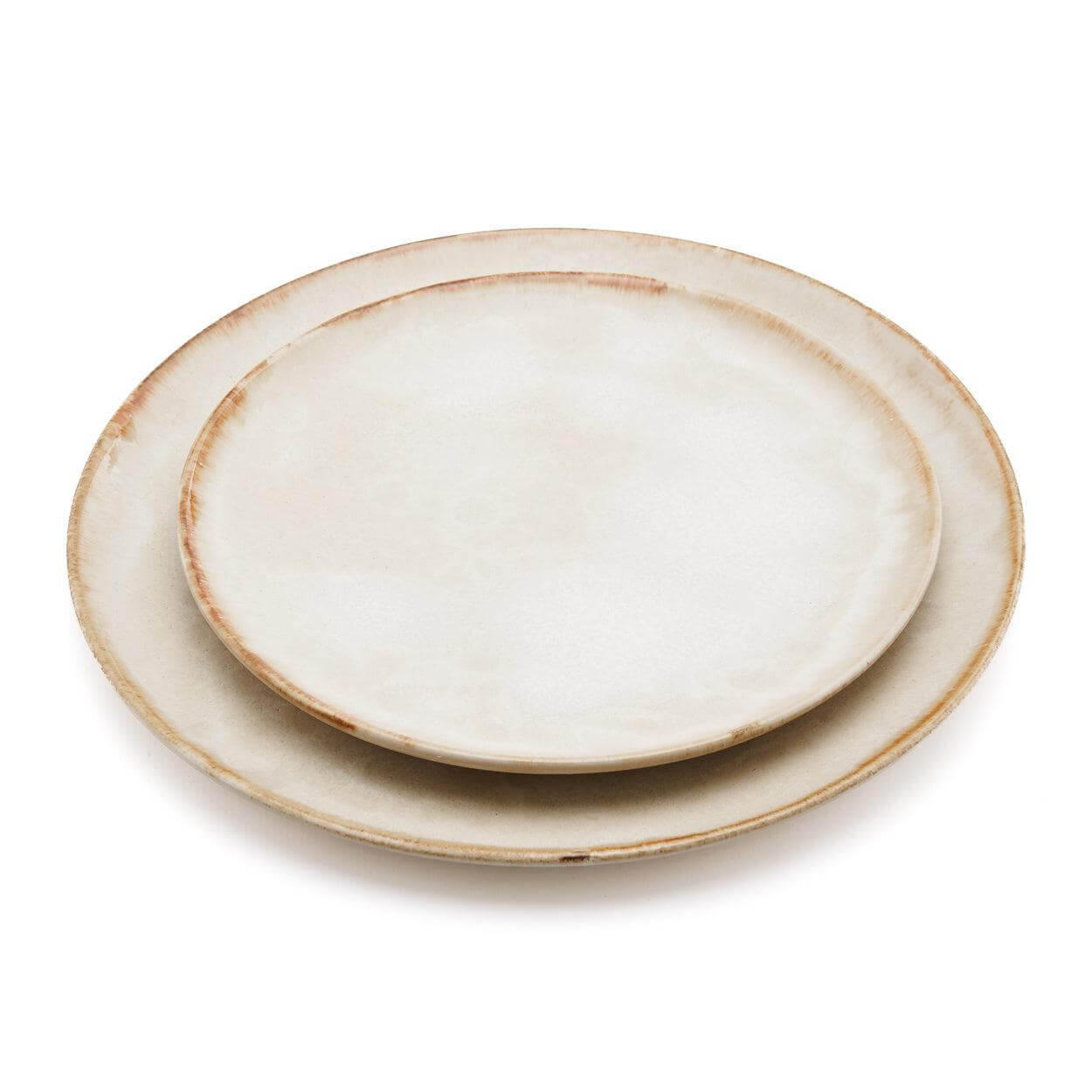 Set van 4 Het Cascais Dinerborden met unieke kleurschakeringen, perfect voor brunch, lunch en diner. Handgemaakt Portugees keramiek.