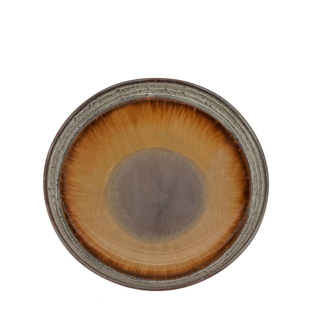 Rond pastabord uit de Comporta Collectie met unieke craquelé glazuur in natuurlijke tinten, perfect voor stijlvol dineren.
