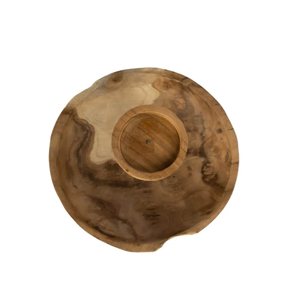 Het Kaarsenbord - Naturel van teak, dubbele niveaus, elegant ontwerp, perfect voor elke kamer, 29x29cm, Bazar Bizar Living.