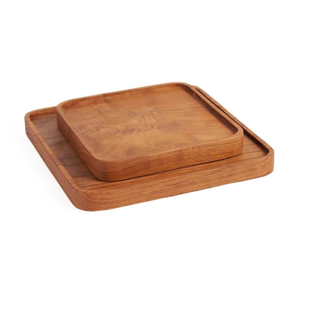 Alt Tag: Het Teak Vierkant Bord - Naturel XS, perfect for Bohemian style snacks and coffee. Rustic charm with a sleek square design.