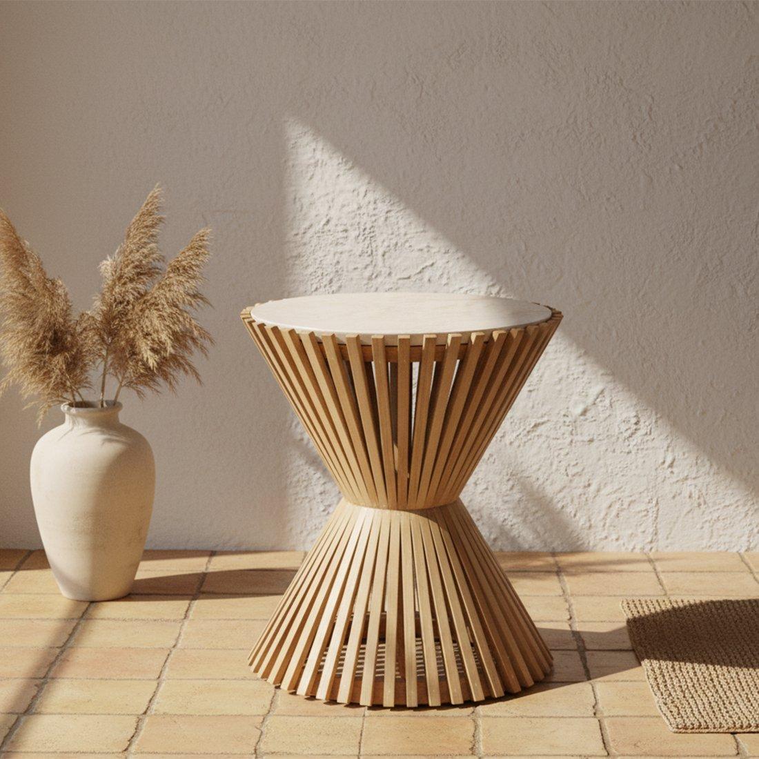 Infinity bijzettafel Hourglass-bijzettafel-Raw Materials-Ik Hout ervan.