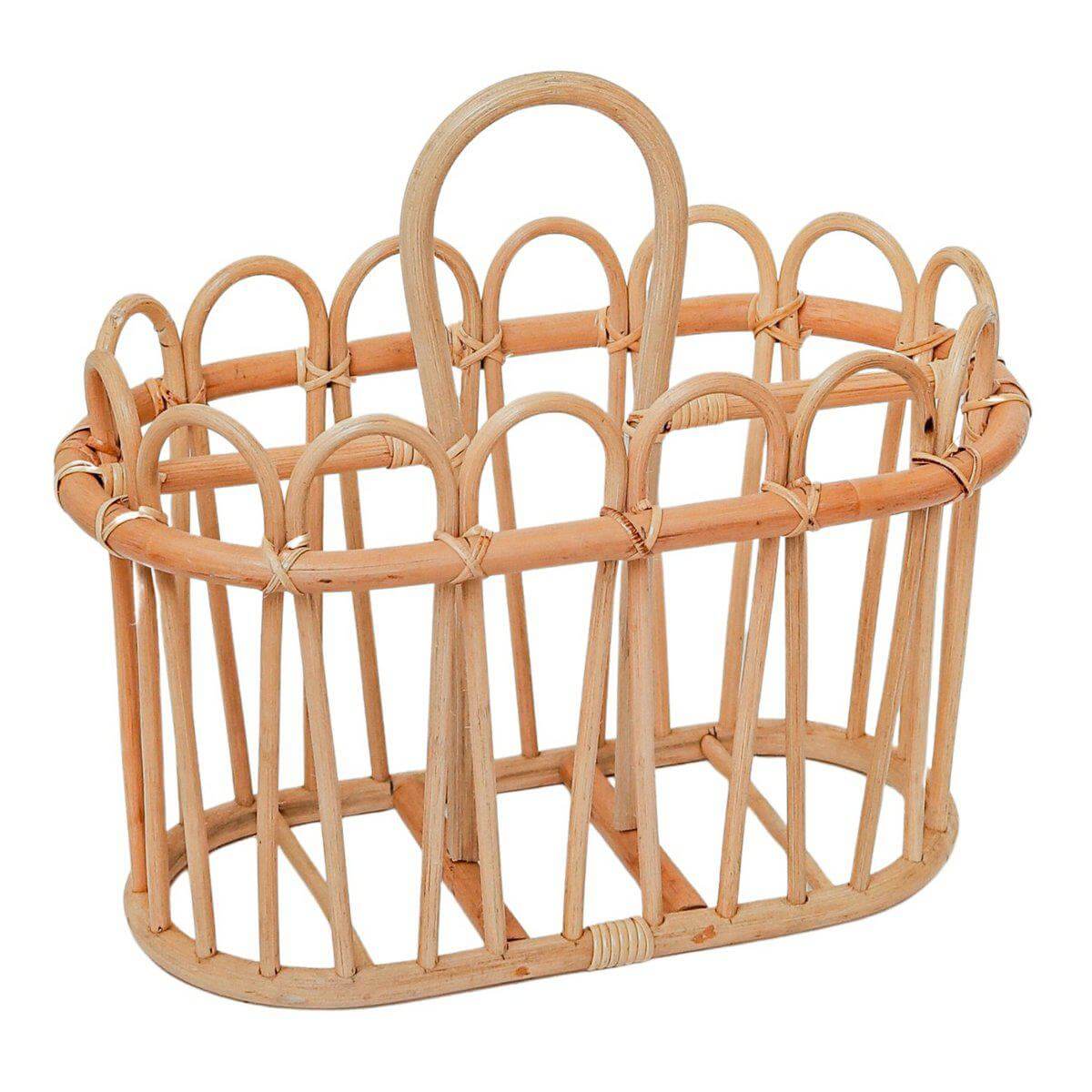 Krantenmand KUNO van rotan, 40x20x26 cm, handgemaakt en duurzaam, ideaal voor krantenopslag, gratis verzending in Duitsland.