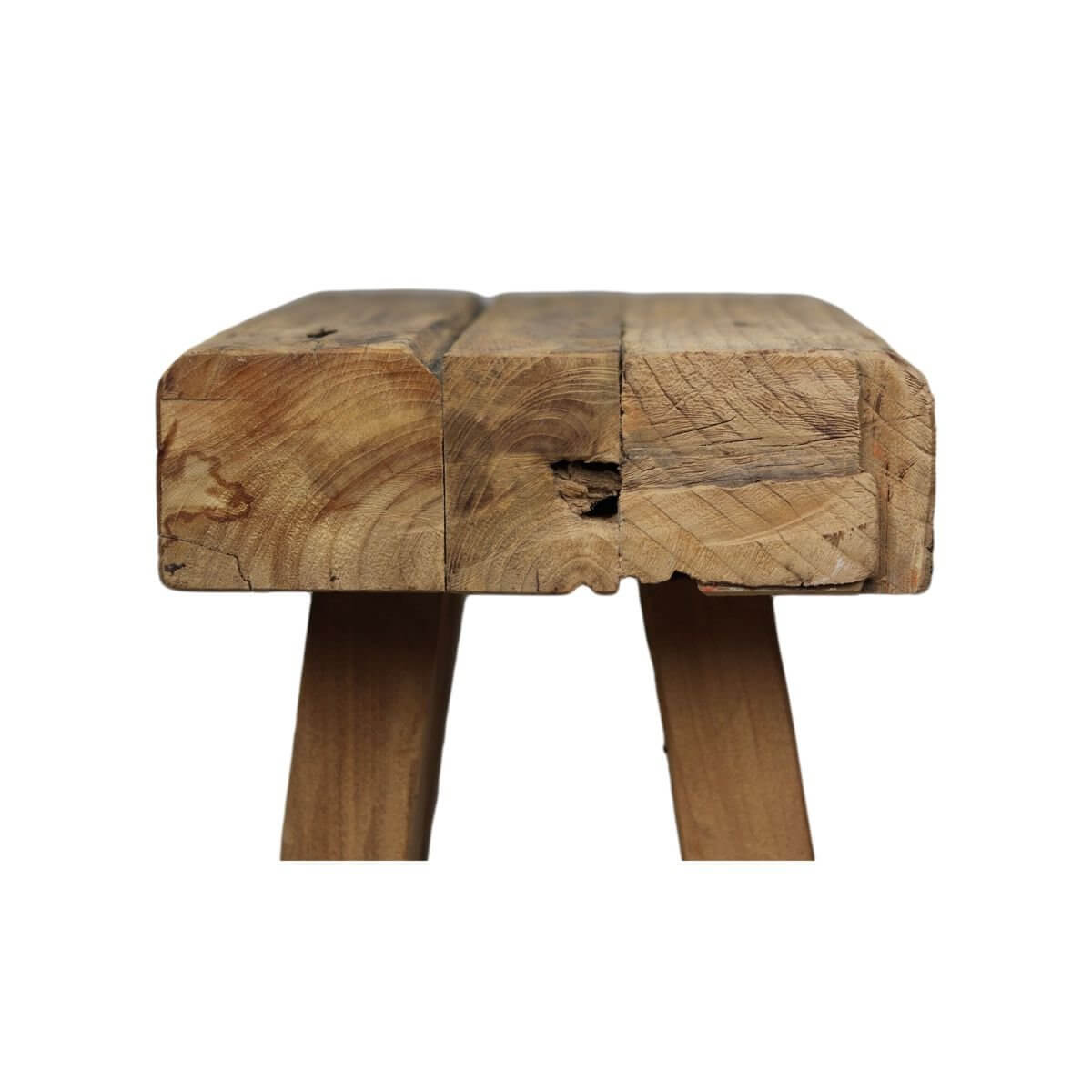 Massieve teak houten kruk Napels, hoogte 40 cm, stijlvol en duurzaam ontwerp, perfecte toevoeging aan elk interieur.